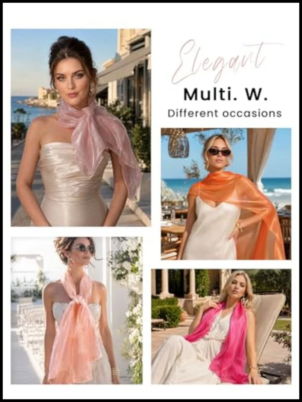 Sheer Silky Organza Shimmer Shawl Wrap for Evening Dress Wedding Party